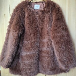 Ricki's Mia Faux Fur Fluffy Brown Coat Womens XXL